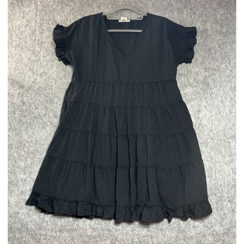 Gypsy Love Dress Womens Medium Black Tiered Knee Length Goth Boho Festival